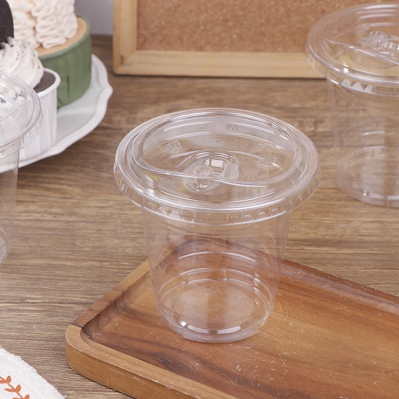 10 vasos de plástico desechables transparentes con tapas, 360/400/500ML, para hielo, café, té y bebidas frías