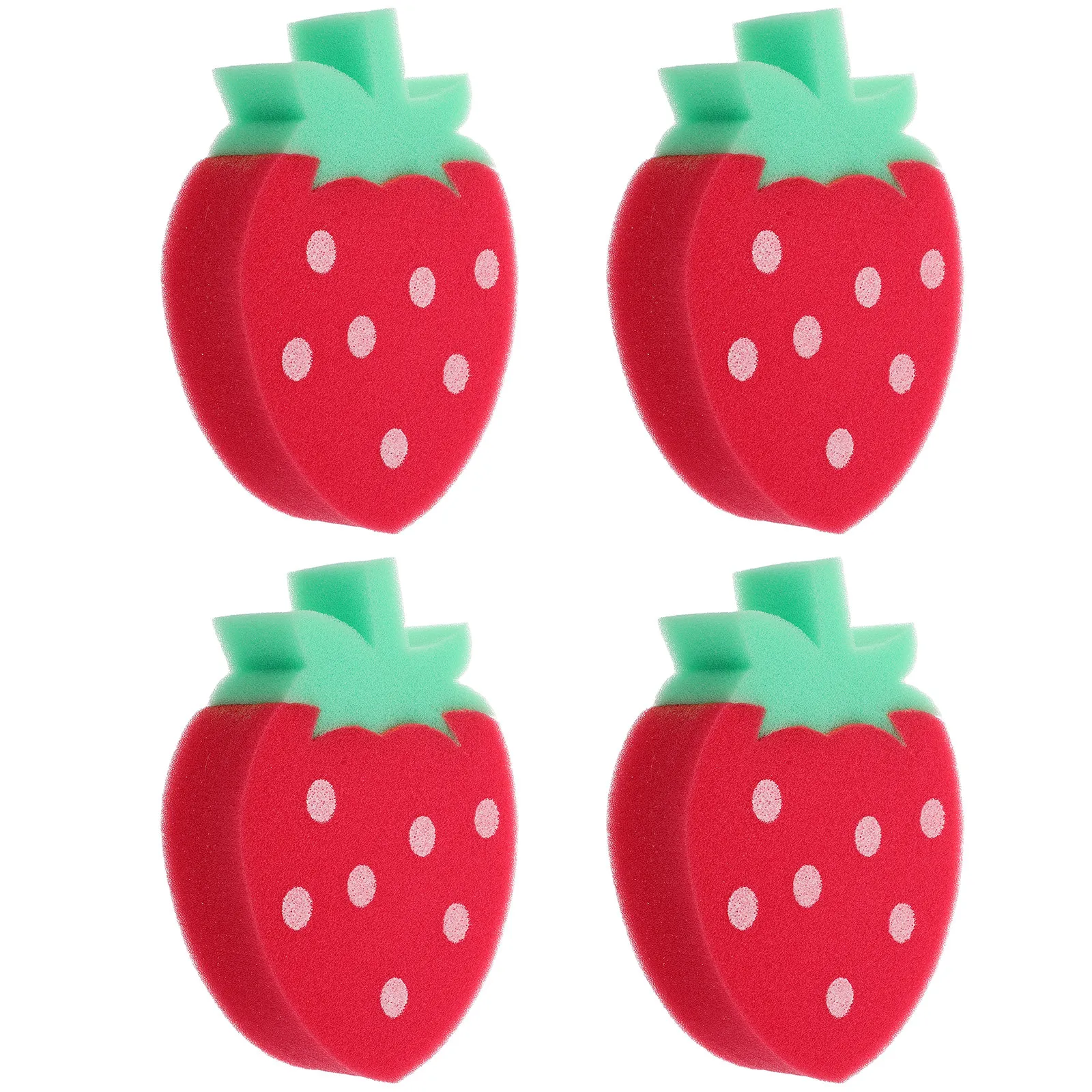 

Набор из 4 мягких отшелушивающих губок-щеток для душа в форме клубники для детей и малышей, милый фруктовый дизайн