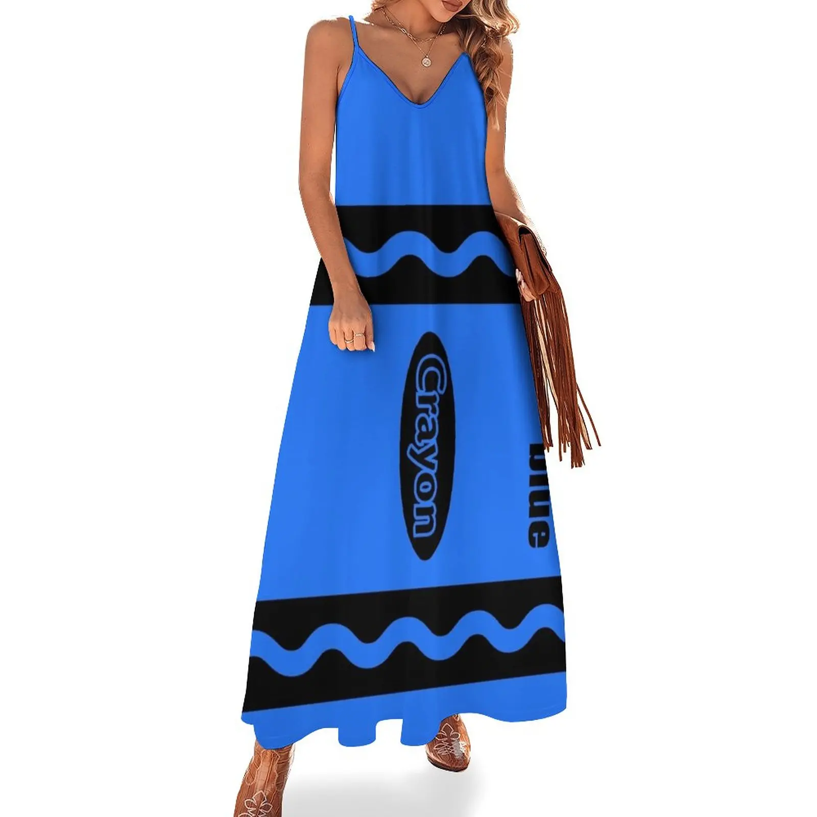 

Blue Crayon Box Halloween Party Group Costume Sleeveless Dress women's dresses luxury