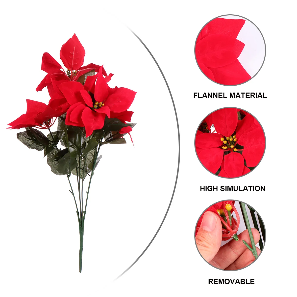 

Fake Flowers for Decoration Faux Poinsettia Stems Christmas Decorations Artificial