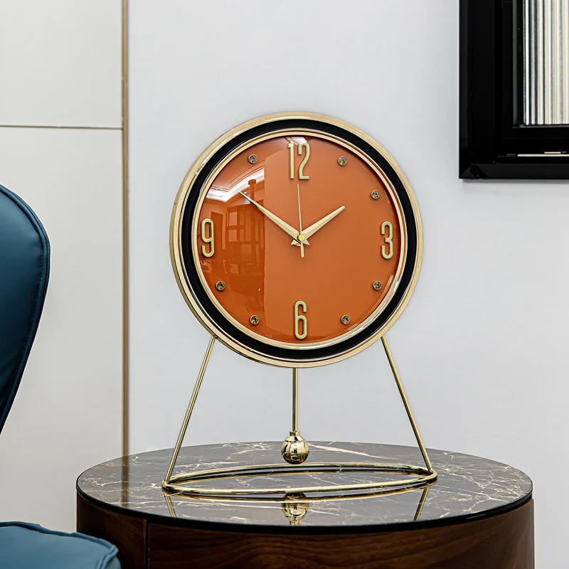 

European-style Zinc Alloy Swing Table Clock Living Room Home Creative Metal Decoration Desktop Clock Tabletop Ornaments