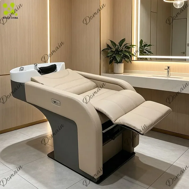 ZL Guangzhou Salon Hair Wash Bed Reclining Shampoo Chair Electric Semi-Reclining Spa Sink Stool