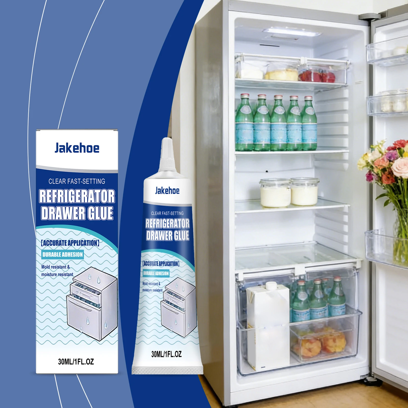 30ml Refrigerator Accessory Repair Glue Fast-Dry Strong Adhesive Fixed Drawer/Sealing Glue For Drawers Trays Glass