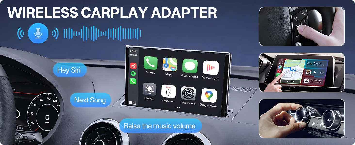 USB-C Wireless CarPlay & Android Auto Adapter, Kabelgebundener zu Kabelloser Dongle | Plug & Play-kompatibel mit iPhone und Android-Smartphones – Detail 5