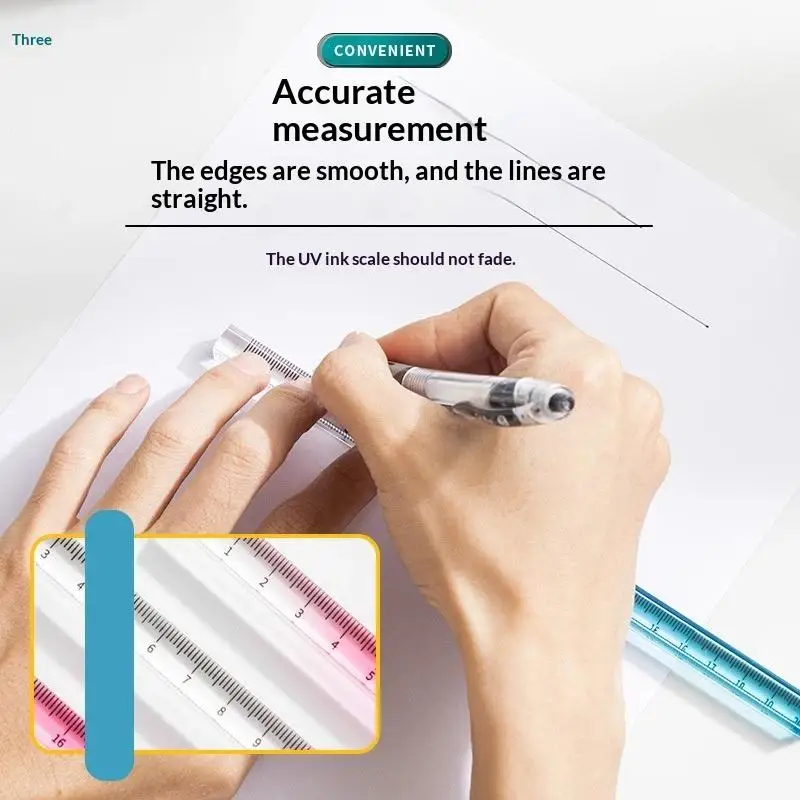 2-in-1 Geometric Drawing Tool Non-Toxic Colored Ruler & Cube Math Learning Stationery for Elementary School Students