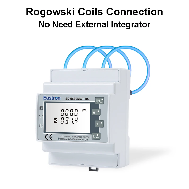 Eastron SDM630MCT-RC Smart Building Electric Meter, Up To 20kA Primary Current LCD Display Rogowski Coil Meter