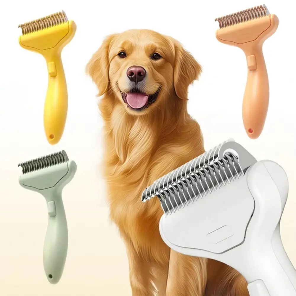 

Curved Design Pet Dematting Comb Widened Cutters One-Click Hair Removal Cat Undercoat Remover Tilt Angle Skin Friendly