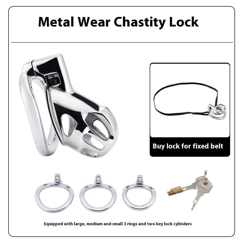 3 Rings Stainless Steel Chastity Cage Erotic Urethral Locks with Belt Metal Dick Lock Bondage BDSM Gay Men Sex Toy Adult Toy 18+ - Image 2
