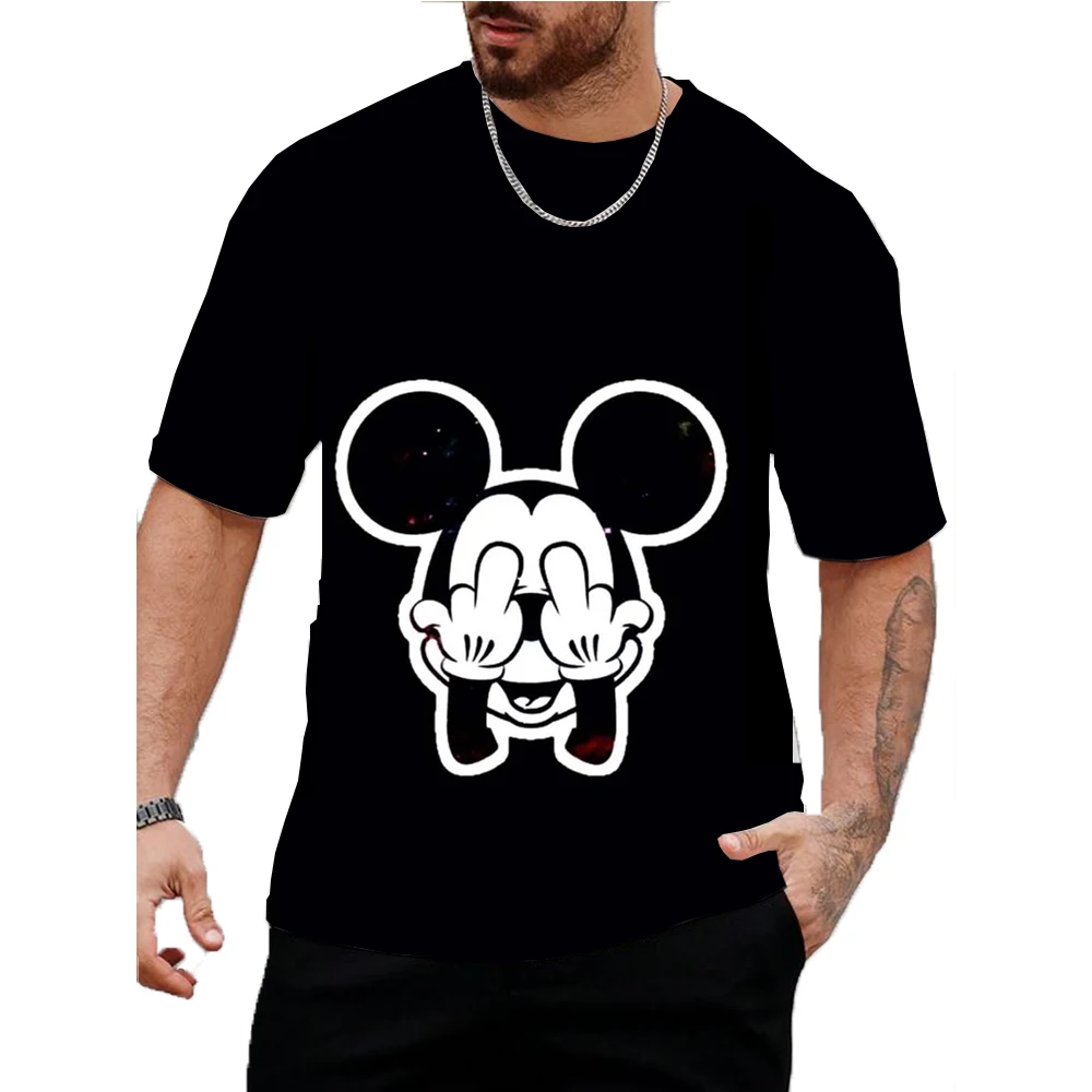 Summer Fashion New Men's Disney Mickey Mouse Print T-shirt O-Neck Pullover Large Short Sleeve Street Fashion Harajuku Luxury Top