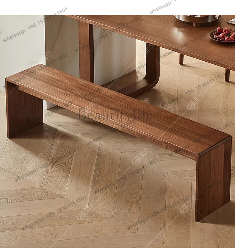 YJ North American black walnut bench solid wood dining table shoe changing stool household raw wood stool comfortable and durabl