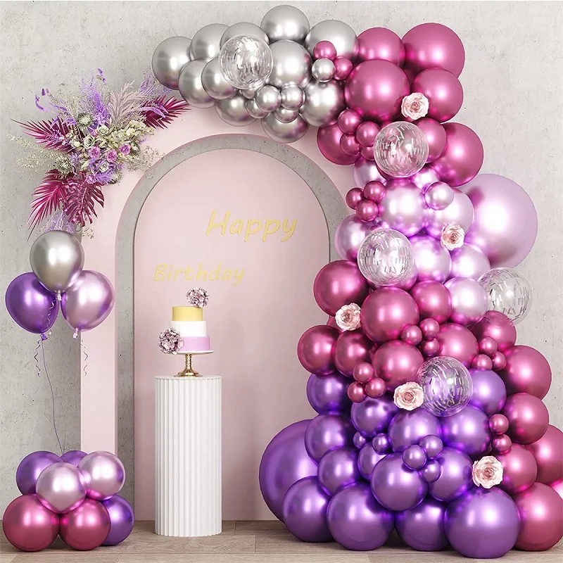 

87Pcs Purple Blue Balloon Garland Arch Kit New Silver Balloons for Bride Wedding Baby Shower Birthday Party Decorations Supplies