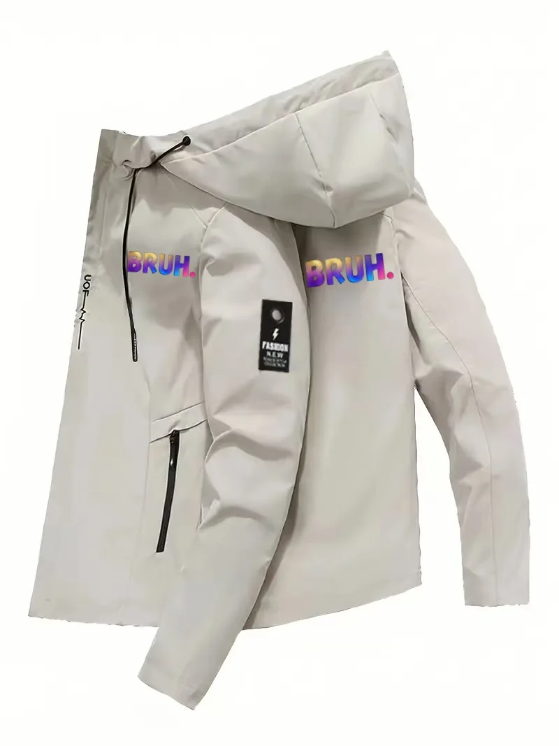 

2026 весенне-осенняя мужская модная куртка на молнии высокого качества, ветрозащитная и водонепроницаемая уличная удобная куртка, куртка с капюшоном