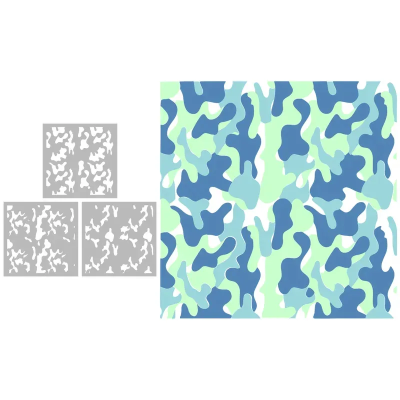 

3PCs Abstract Pigment Plastic Stencil For DIY Scrapbook Photo Album Decoration Paper Card Embossed Craft Template