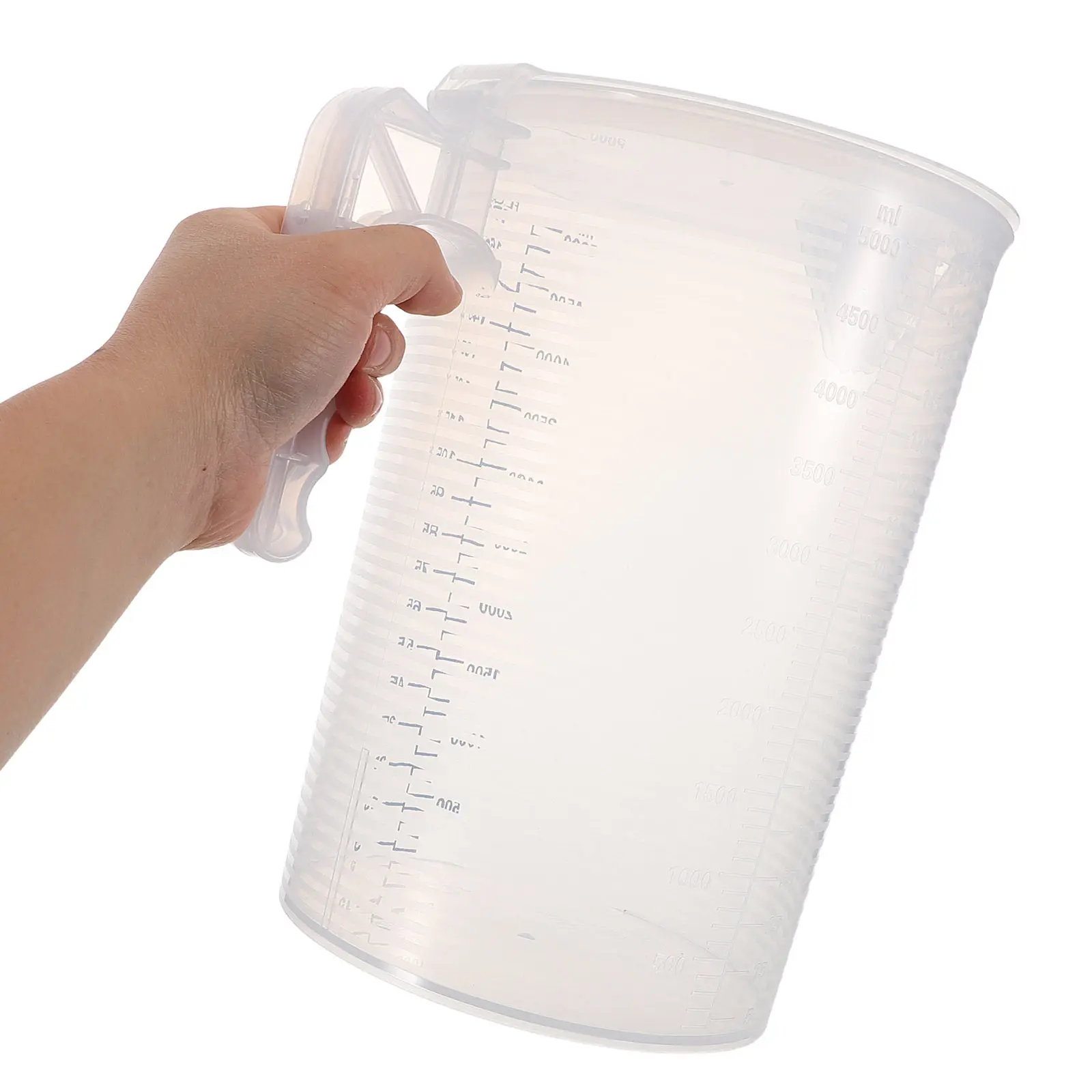 Jarra de 5L de Gran Capacidad para Fórmulas, Taza Medidora de Plástico Transparente con Marcas de Escala Precisas, Tapa Antipolvo para Jugo, Té Helado, Leche