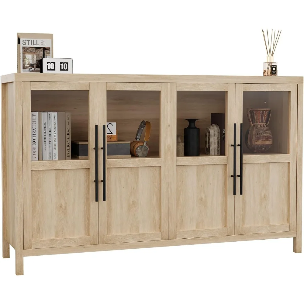 Sideboard mit Glastür, Buffetschrank, 55 hoch, Präsentationsmöbel für Küche, Esszimmer, Kaffee- und Weinbar