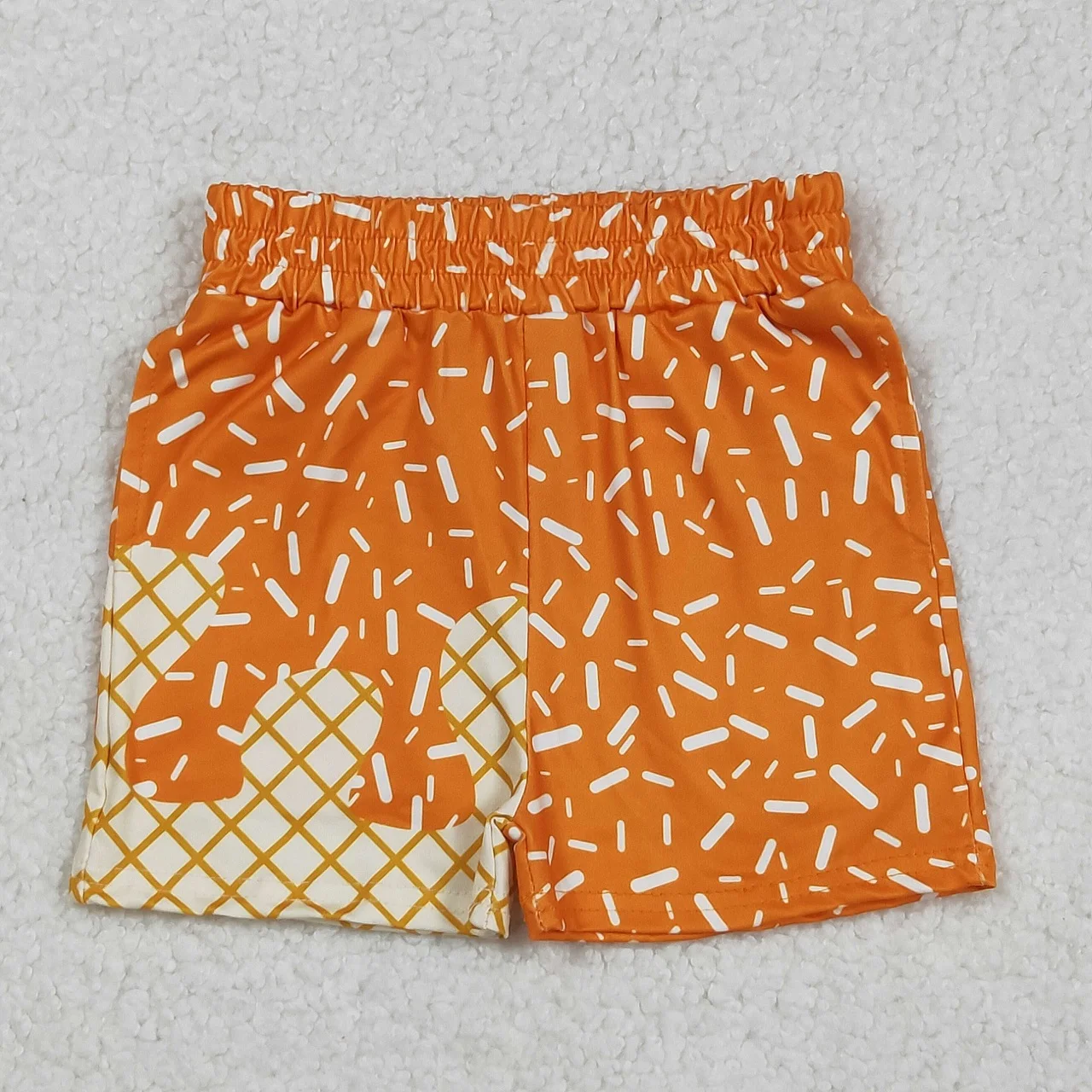 

Wholesale Boutique Baby Boy Bottom Pockets Summer Shorts Orange Clothing Kids Wear Children Toddler Elastic Plaid ClothesI