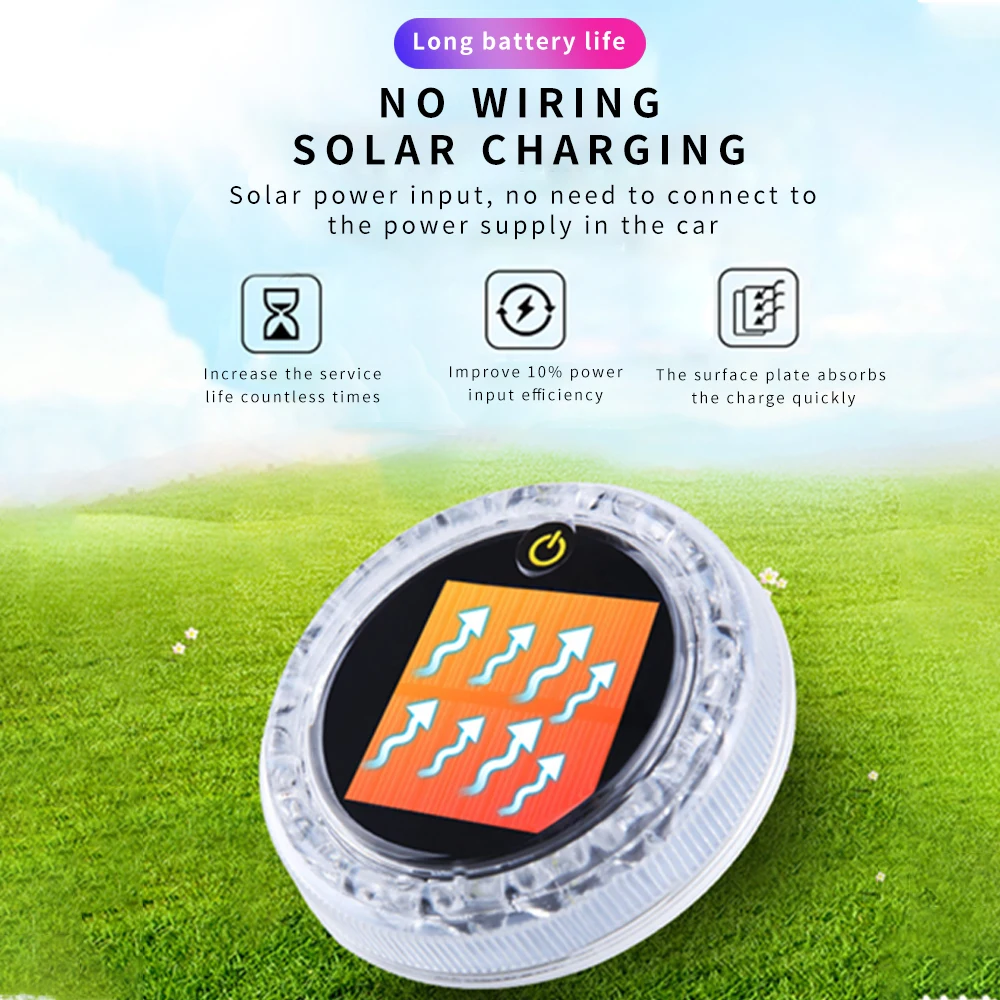 LED Solar Car Flash Warning Lights Control Touch Sensor Magnetic Strobe Night Light  Anti-collision Instruct Automobile Lamp