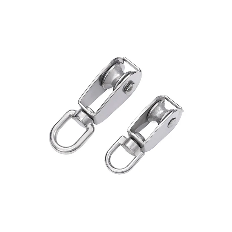 304 Stainless Steel U-Type Single Wheel Lifting Pulley Hook M15-M100 Labor Saving Hoist Pulley 35-1500KG Load