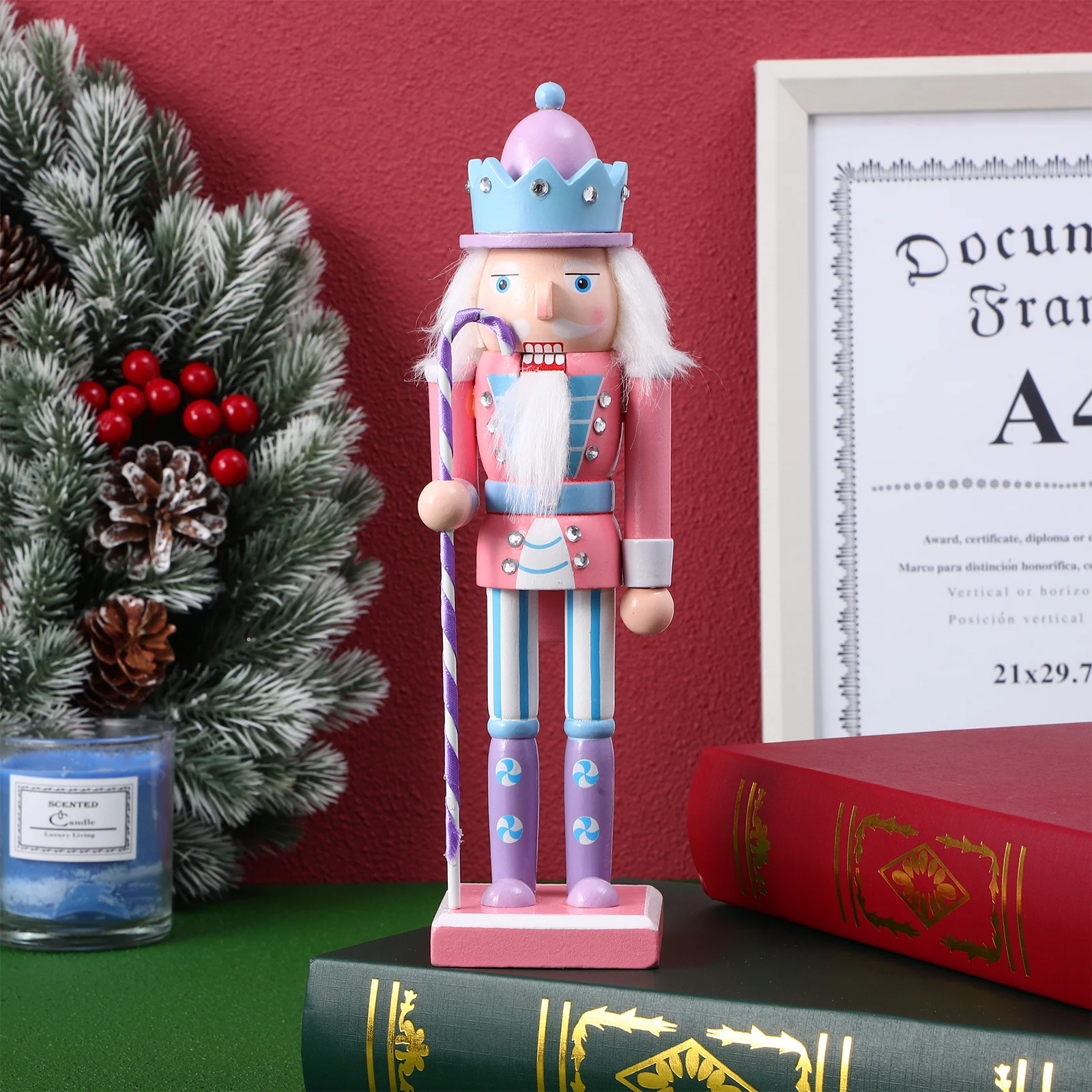 

Pink 25.5CM Soldier Wooden Christmas Decoration Figure Cute Easy Clean Festive DIY Christmas Wooden Nutcrackers nament Gift
