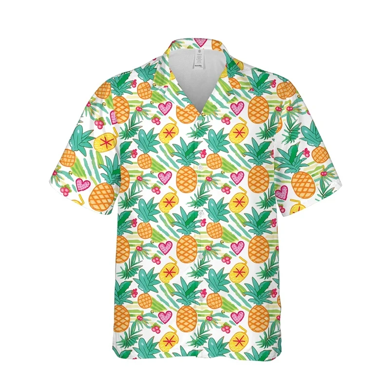 Unisex Hawaiian Men Shirts Funny 3d Fruits Print Button Shirts Short Sleeves Hawaii Shirt Tops European Size 6xl High Quality