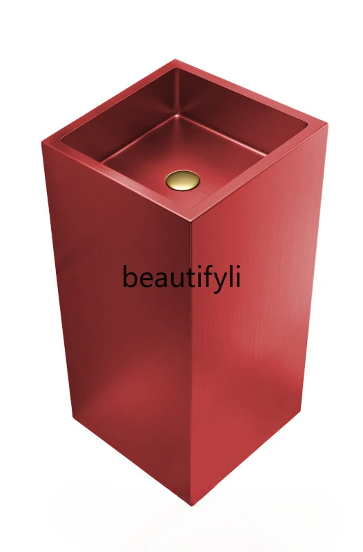 

Green red metal stainless steel column basin Floor-to-ceiling washbasin Homestay high-end bar washbasin
