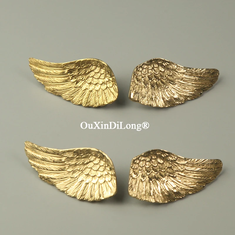 4PCS Solid Brass French Wings Furniture Pulls Handle Drawer Pulls Cupboard Wardrobe Closet Dresser TV Wine Cabinet Pulls Handles