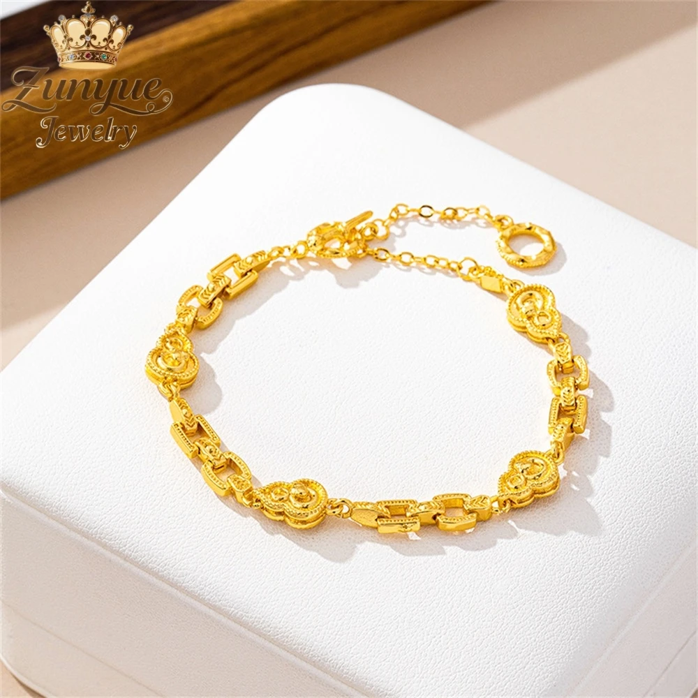 

Sand Gold Hollowed-Out Gourd Bracelet Luxury Quality Jewelry Best Selling Fashion Jewelry Exquisite Elegant Popular Charms Gift