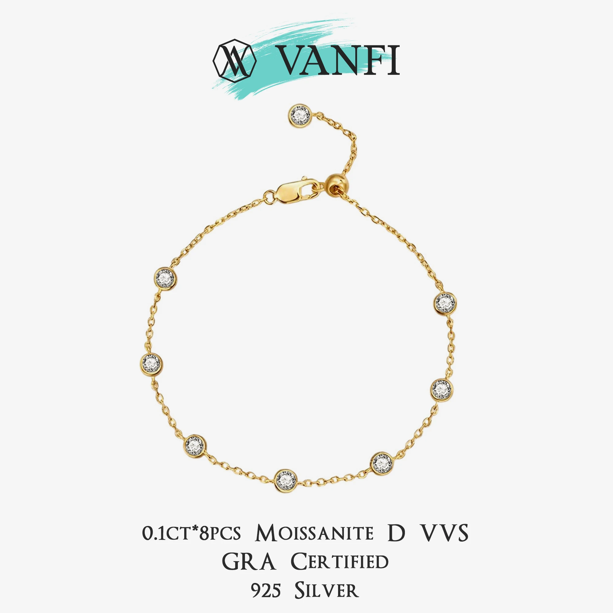 

KFVANFI браслет из стерлингового серебра 925 пробы с муассанитом для женщин, белое золото 18 карат, классические сертифицированные ювелирные изделия, роскошный подарок для нее