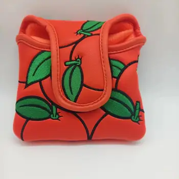 ที่ครอบไม้กอล์ฟทรงสี่เหลี่ยมไม้พัตเตอร์ที่ครอบหัวไม้กอล์ฟส้มแม่เหล็กสีส้มสำหรับทำเทย์เลอร์หนัง PU กันน้ำ