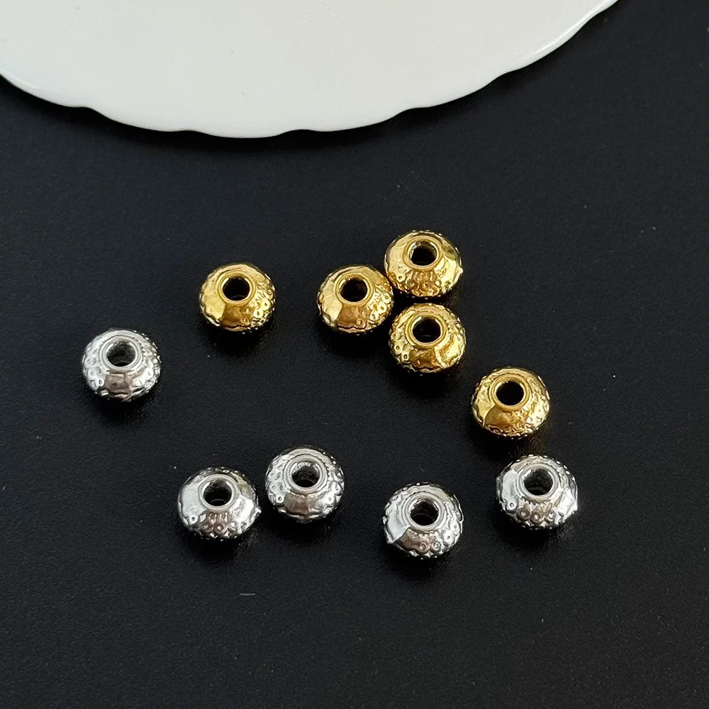 تصميم ودي 6*6 مللي متر 100 قطعة إكسسوارات مجوهرات/ث/فواصل من الفولاذ المقاوم للصدأ/شكل عجلة/يدوية الصنع/خرز ذاتي الصنع للقلادة # 195390 #6