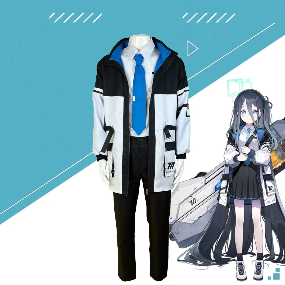 Azure cosplay costume, anime game style women's campus uniform set, including jacket, shirt, tie, and skirt, suitable for Hallow view 4