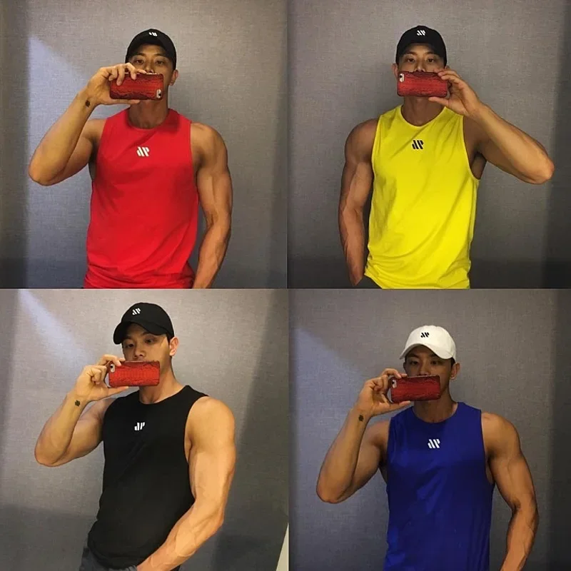 Men\'s Gym Fitness Quick Dry Clothing Summer Shirt Sports Casual Running Training Tank Top Mesh Sleeveless Basketball Vest