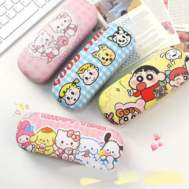 Kawaii Sanrio Kitty Mymelody Cinnamoroll Kuromi Glasses Case Cartoon Anime Glasses Fabric Fall Prevention Sunglasses Storage Box