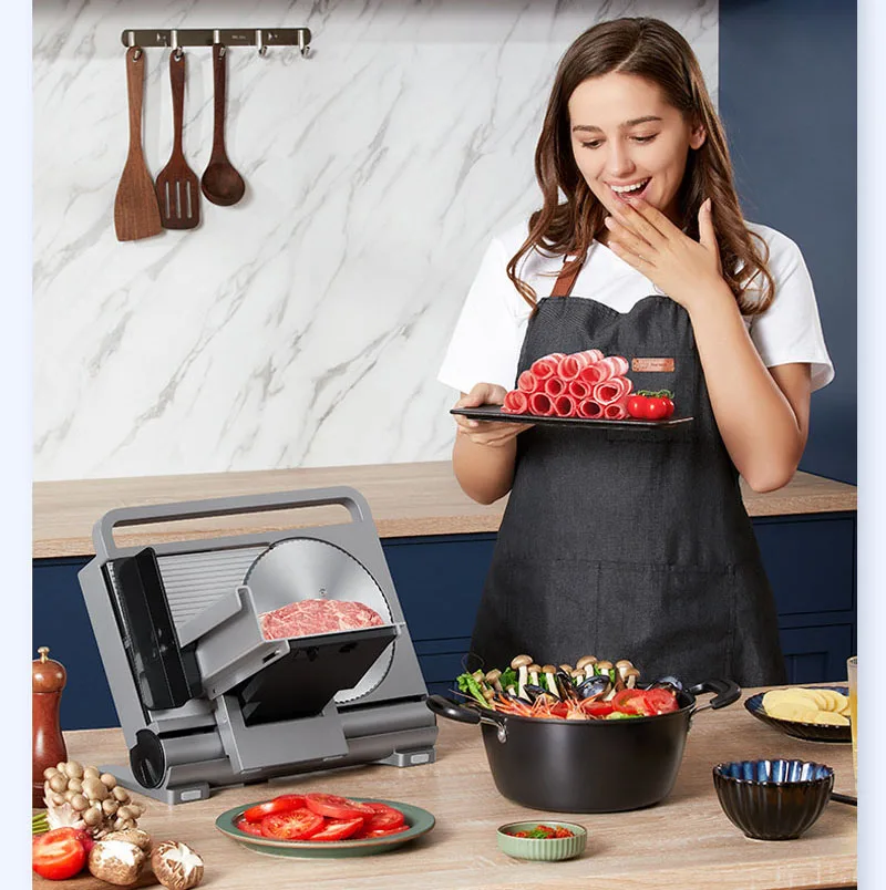 2026 New Style 200W 1-15mm Adjustable Thickness Meat Cutter Foldable Meat Slicer