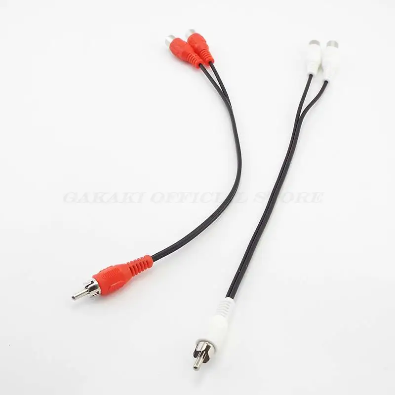 1 to 2 Way RCA Male to Female Plug RCA Connector Adapters Y Splitter Audio Cable Wire AUX Extension Cord Converter 25cm