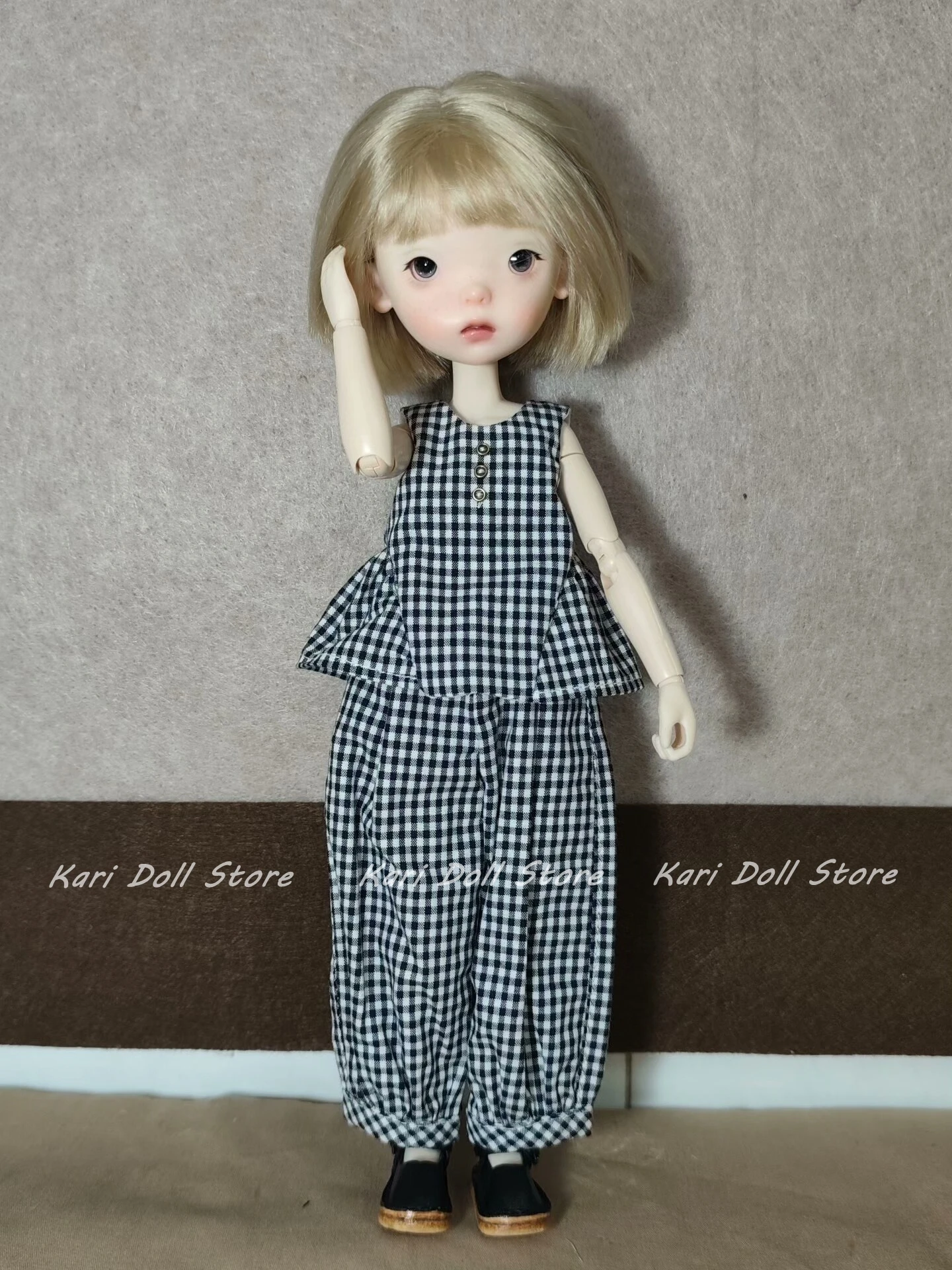 Kari Doll Vestiti e gonne Set a quadretti in bianco e nero per la bambola Landazz Landoudou