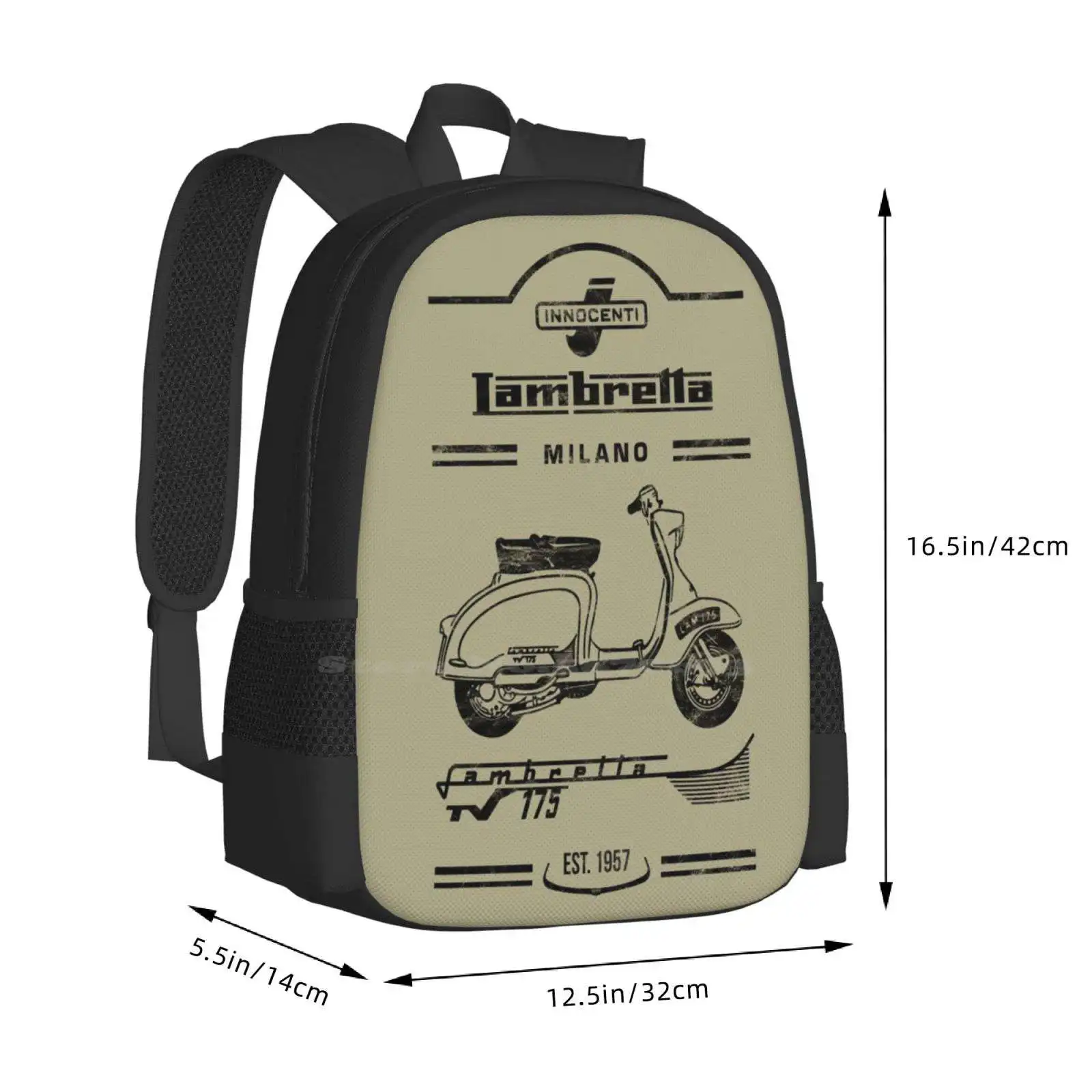 Lambretta tv175 vintage roller rucksäcke für schul jugendliche mädchen reisetaschen innocenti milano ponte dera italienisches design