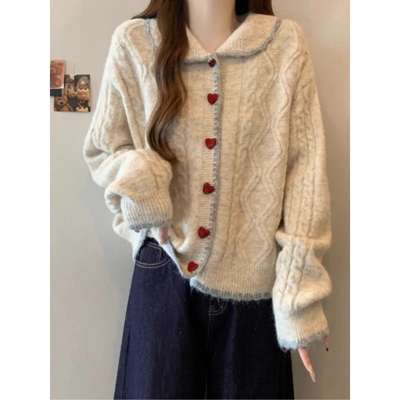 

Шуба Zekye, женская одежда, свитер с лацканами и пуговицами, кардиган, женский рождественский свитер, женское меховое пальто