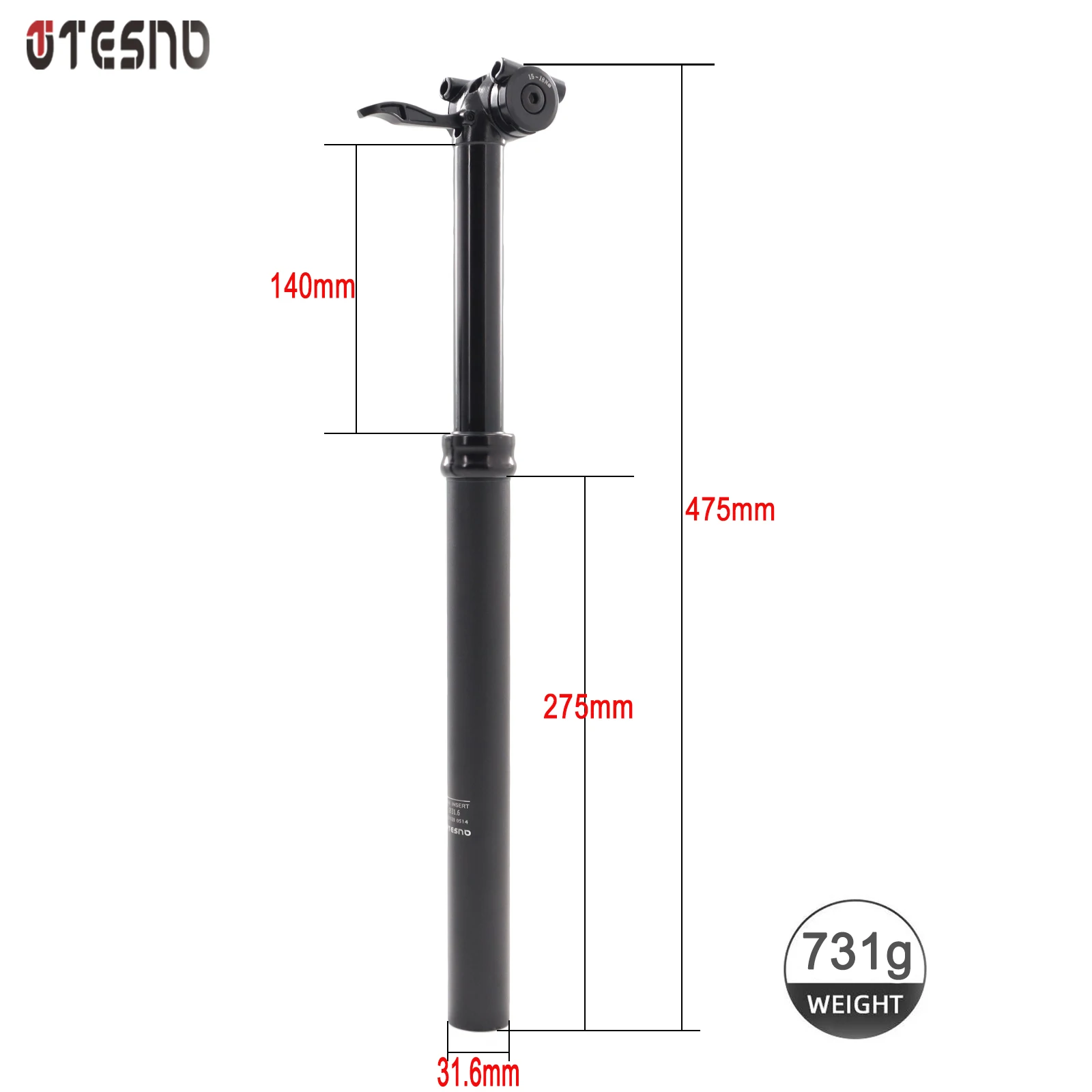 TESNO Fiets Zadelpen Verstelbare Dropper Zadelpen Zadelbuis Handmatig Reizen Hoogte Vering MTB Road Hydraulisch 30.9/31.6mm
