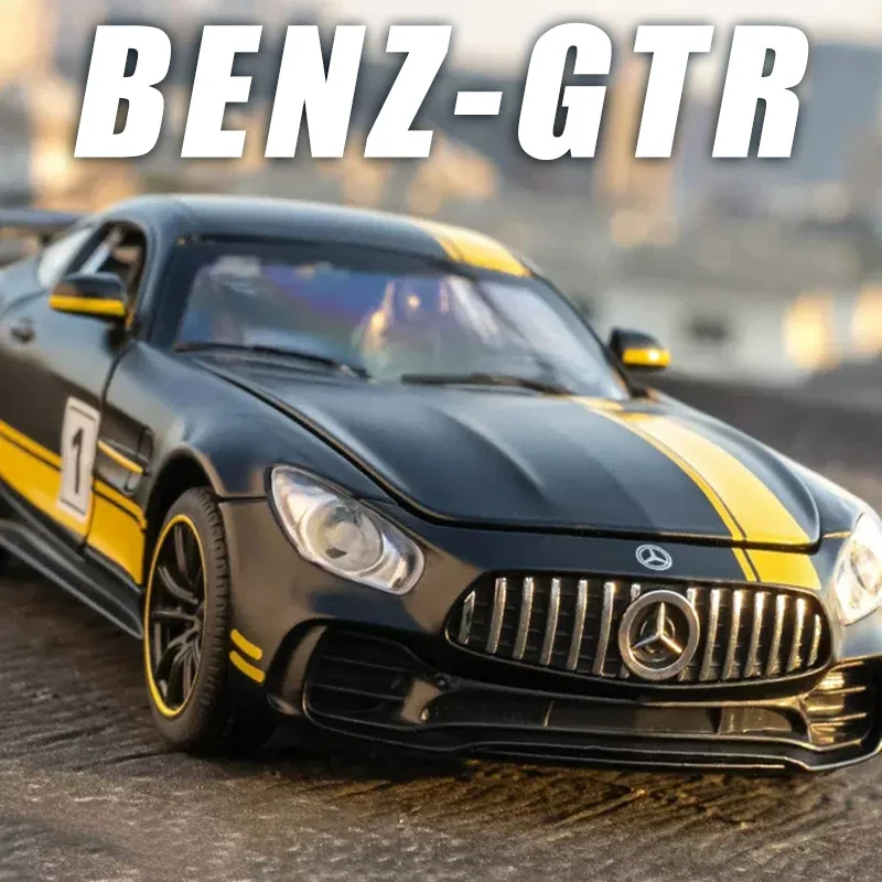 

1:24 Mercedes Benz Gtr спортивная модель автомобиля из сплава, Металлическая Детская игрушка под давлением, модификация автомобиля, имитация звука и искусства, подарок для мальчика