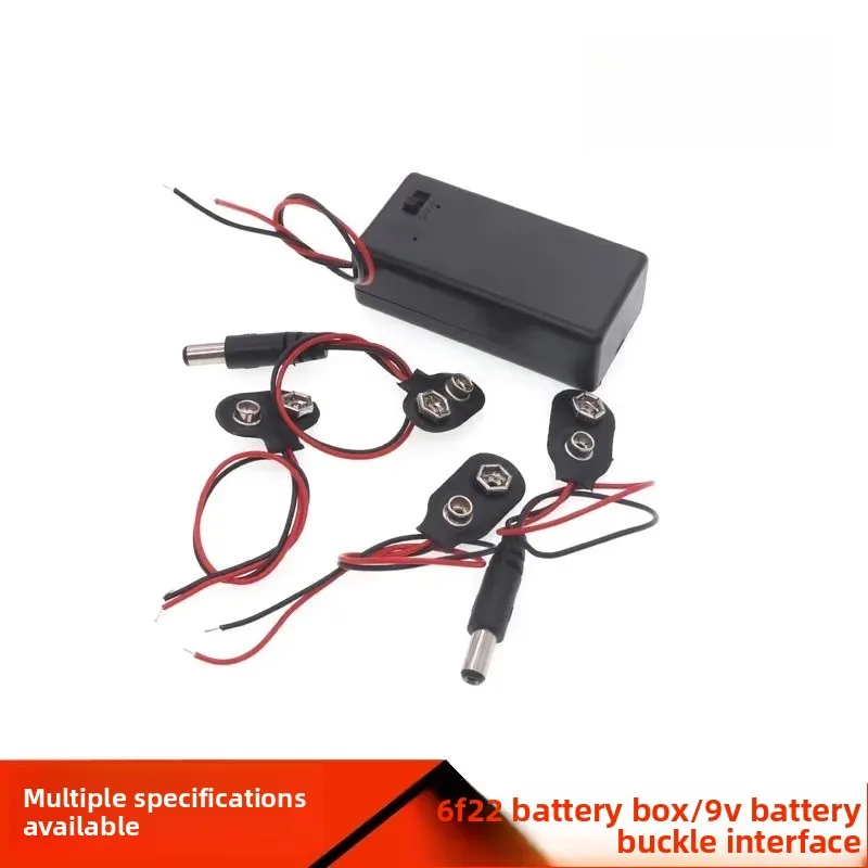 5Pcs 9V Battery Connector Interface Terminal 9V Rechargeable Battery With Leads DC Power Plug 6F22 Square Battery Box