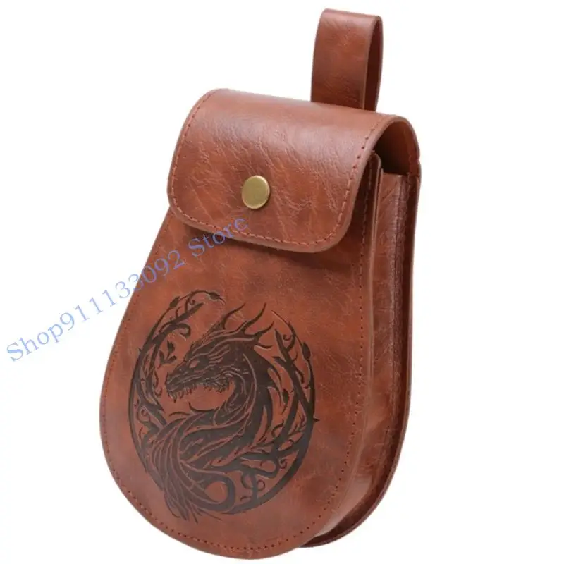 H9ED حقيبة خصر من العصور الوسطى، حقيبة خصر بحزام عتيق، حقيبة خصر للهالوين LARP عصر النهضة، إكسسوارات أزياء للنساء والرجال #2