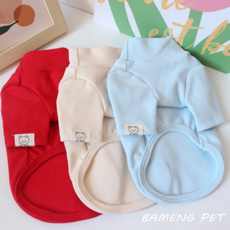 Winter Warm Solid Color velvet bottoming Dog Shirt Pet Dog Clothes Teddy Coat Bichon Poodle Pomeranian Puppy Clothing Jackets