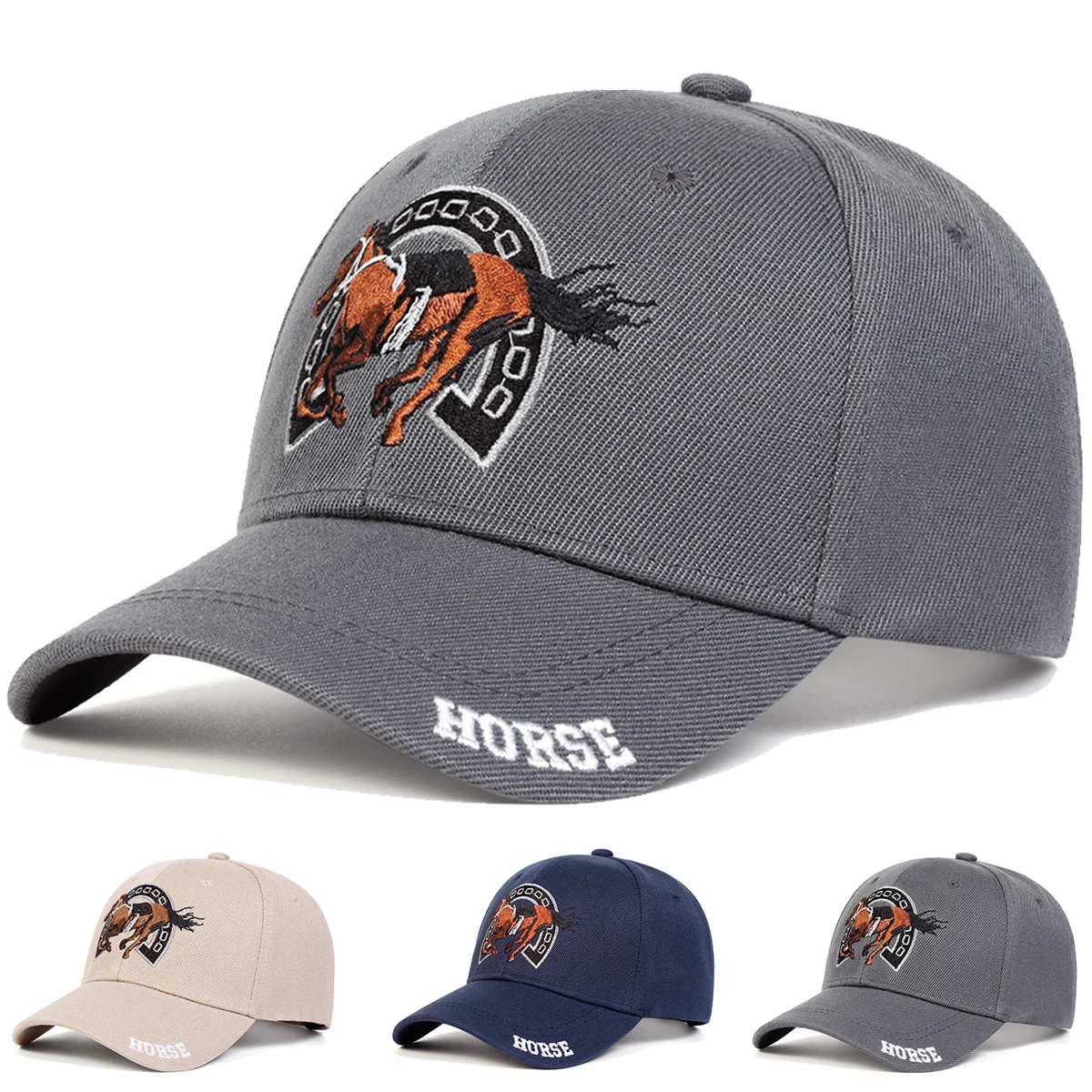 Unisex Arched Stallion HORSE Embroidery Baseball Caps Spring Autumn Outdoor Adjustable Casual Hats Sunscreen Hat Sports Cap