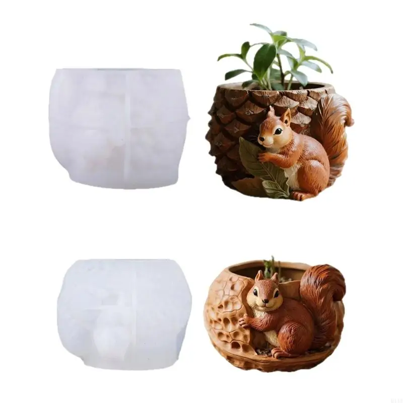 91AF Easy Releasing Squirrel Silicone Mold Planter Molds Suitable for Creating Unique Resin Crafts and Decorative Holders