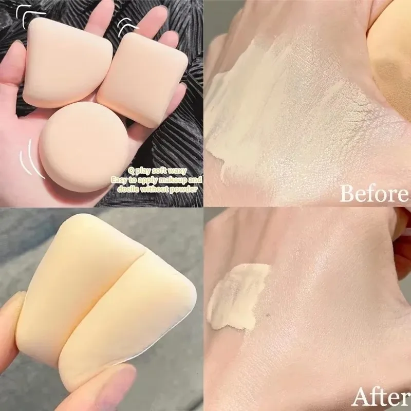 1-10pc Round Square Triangle Shape Makeup Sponge Puff Dry Wet Dual-use Soft Cotton Candy Air Cushion Foundation Powder Puff C657