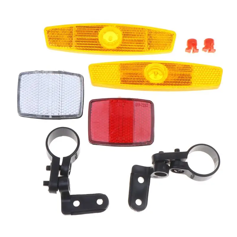 Front Rear Bike Reflector Taillight Kit 1 Set Plastic Easy Mount Safety Warning Lights for Night Cycling Riding