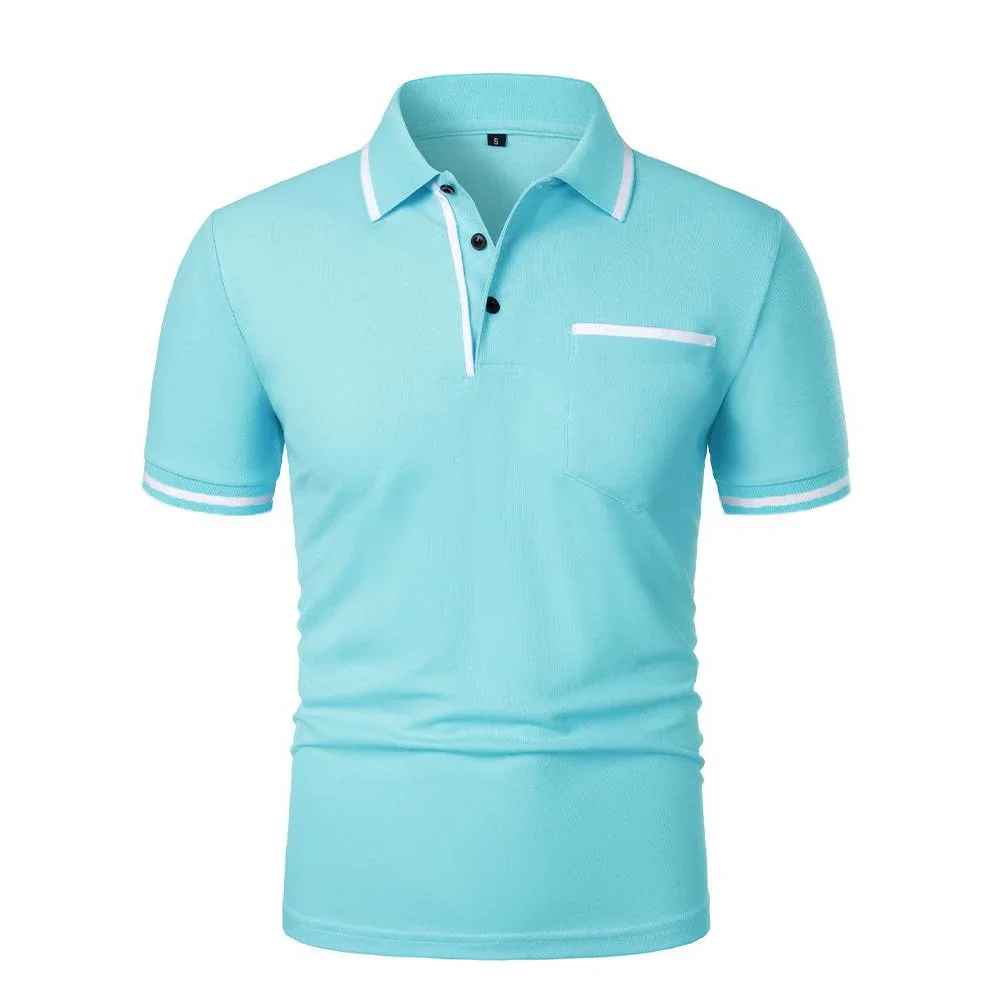 Herren Sommer Neues Modisches Kurzarm-Poloshirt, Lockeres Lässiges Poloshirt mit Tasche, Atmungsaktives Männer-Oberteil – Detail 20