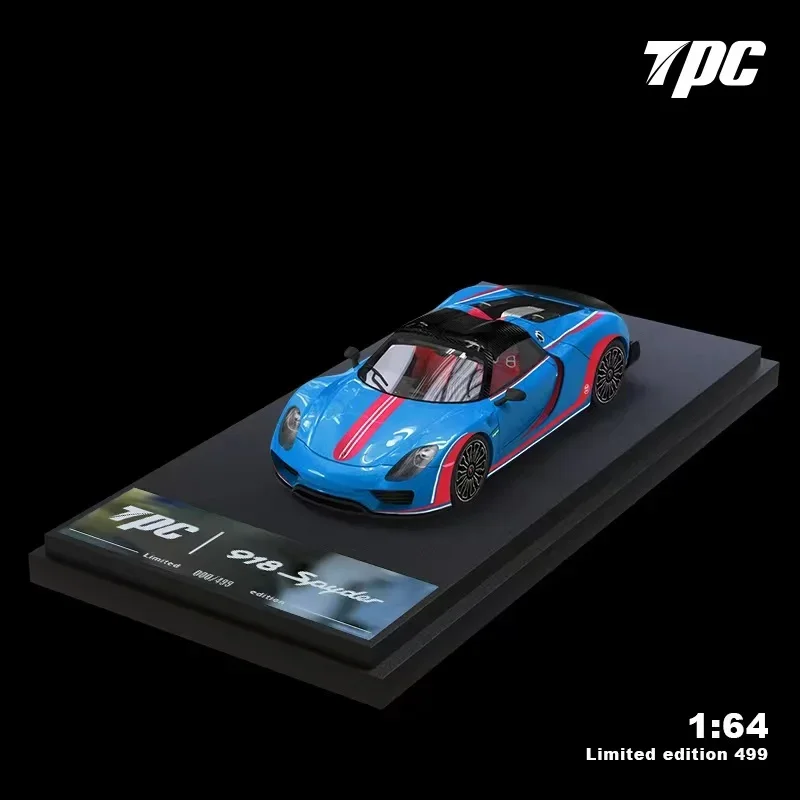 TPC 1:64 918 Spyder Red Blue Carbon Cap Diecast Diorama Car Model Collection Miniature Carros Toys