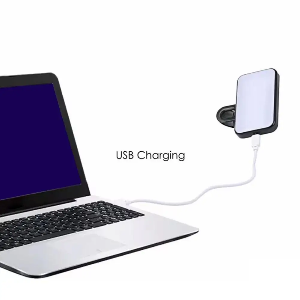 Mini luz de preenchimento portátil para selfie, recarregável, 3 modos de brilho ajustável, clipe para telefone, laptop, tablet, reuniões, fazer e1j0